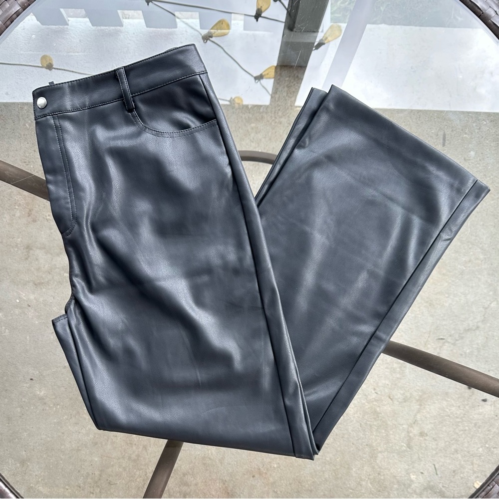 Princess Polly Dempsey Faux Leather High Waisted Pants in Black - Size 12 NWT